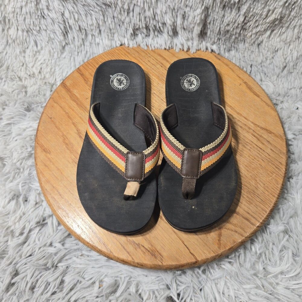 Caribean Castle Womens Rainbow Thong Flip Flop Post Beach Sandal Size 10-10.5M